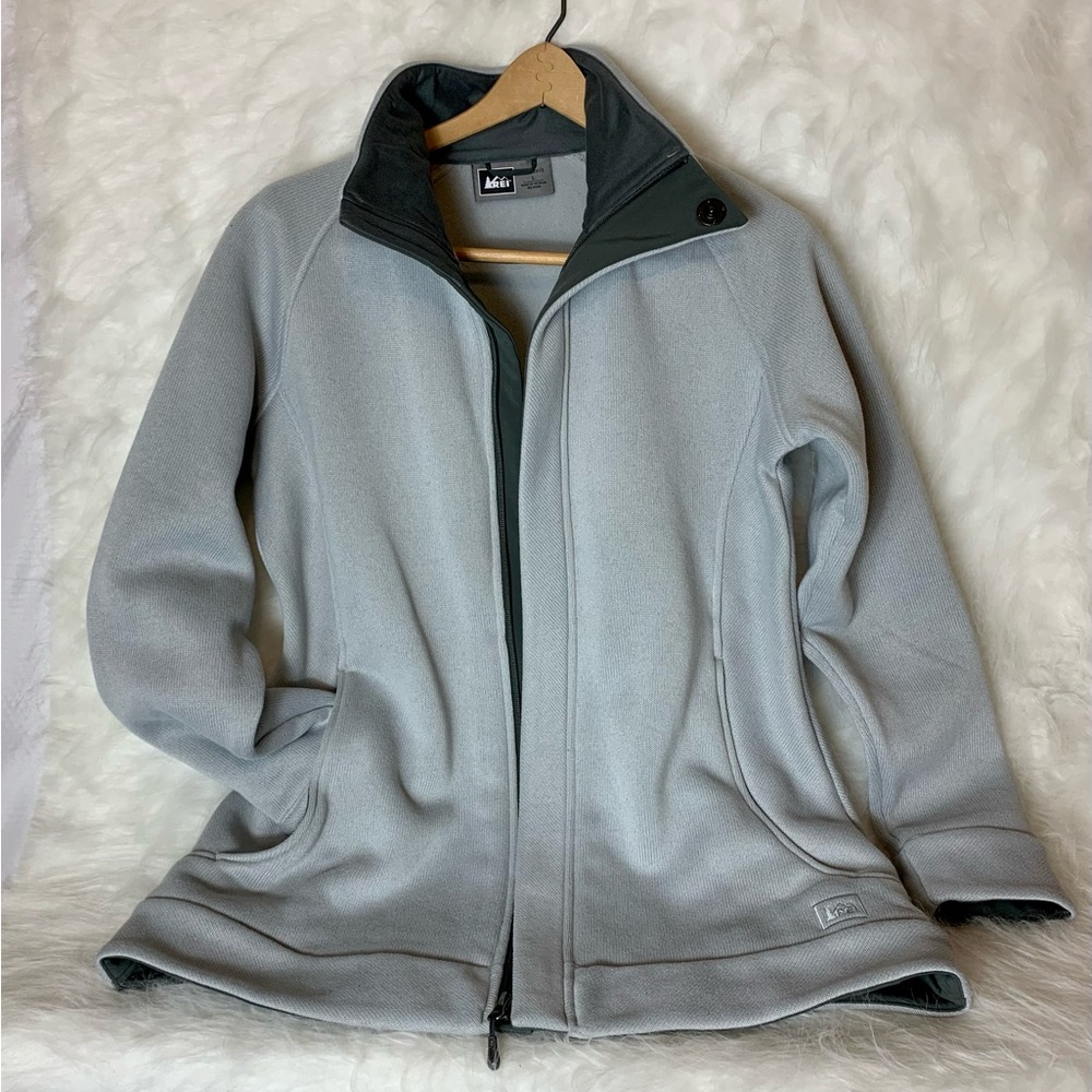REI gray jacket